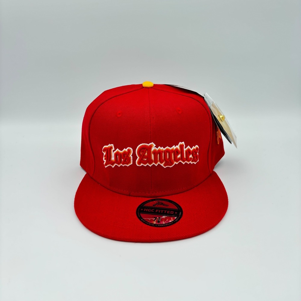 Headgear Classics Los Angeles KB 24 Red Fitted Hat Size 7 5/8 Dedication Cap